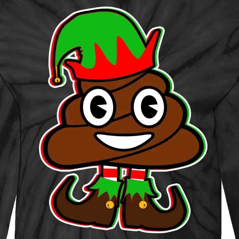 Christmas Elf Poop Emoji Tie-Dye Long Sleeve Shirt