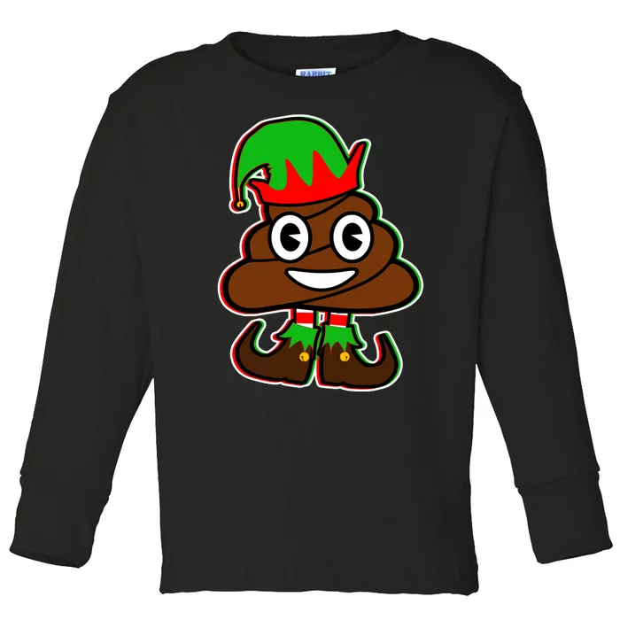 Christmas Elf Poop Emoji Toddler Long Sleeve Shirt