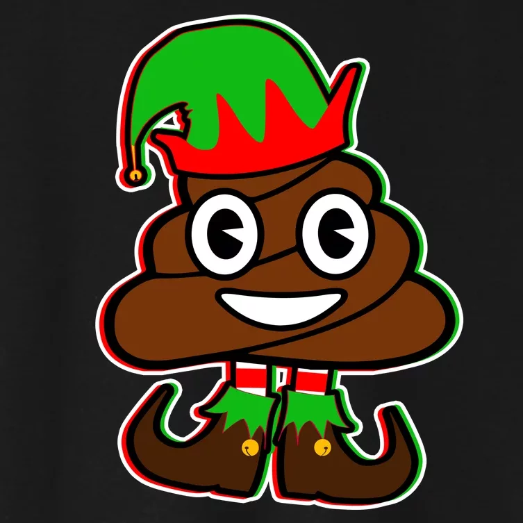 Christmas Elf Poop Emoji Women's Crop Top Tee