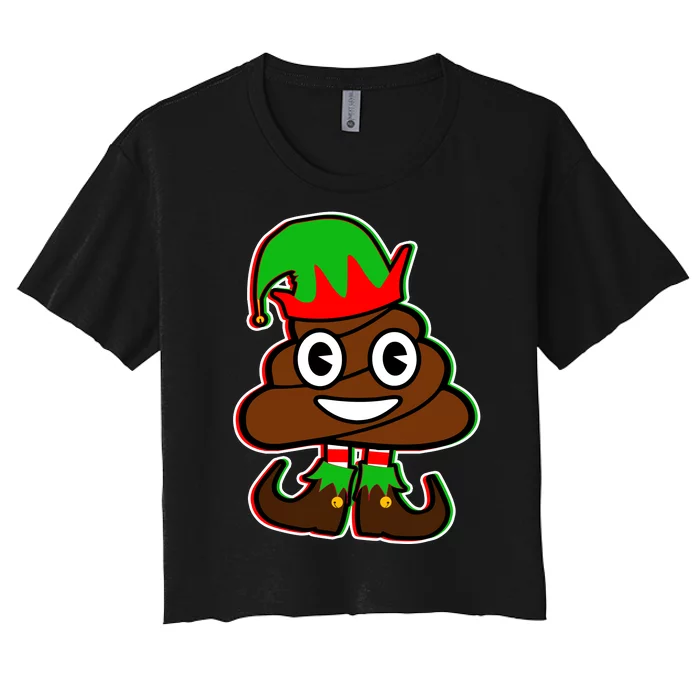 Christmas Elf Poop Emoji Women's Crop Top Tee