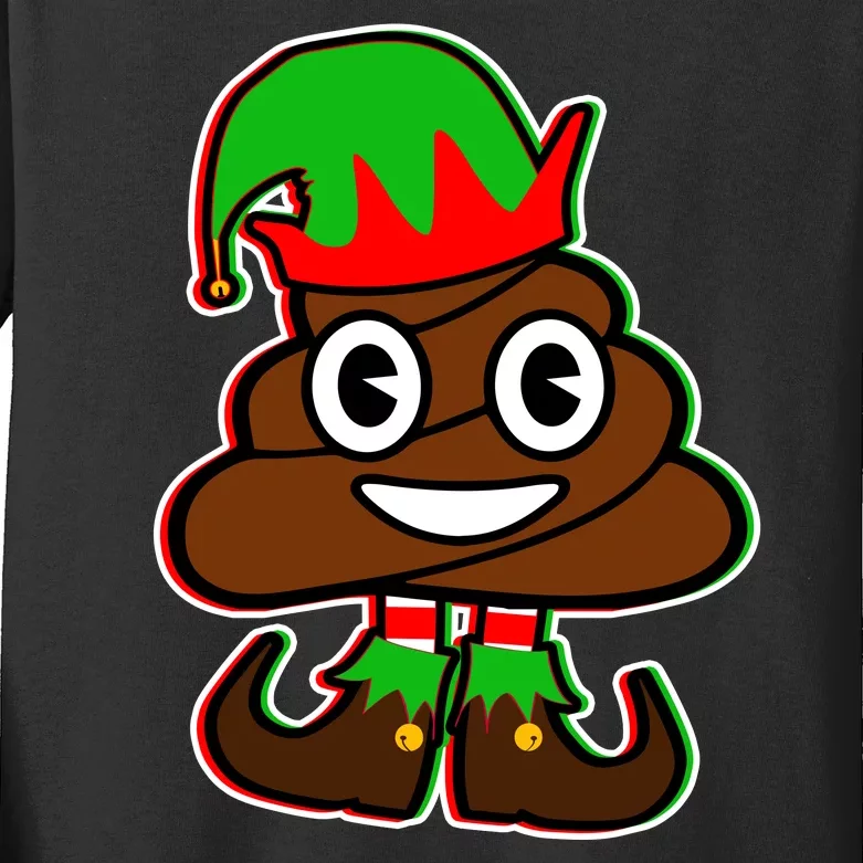 Christmas Elf Poop Emoji Kids Long Sleeve Shirt