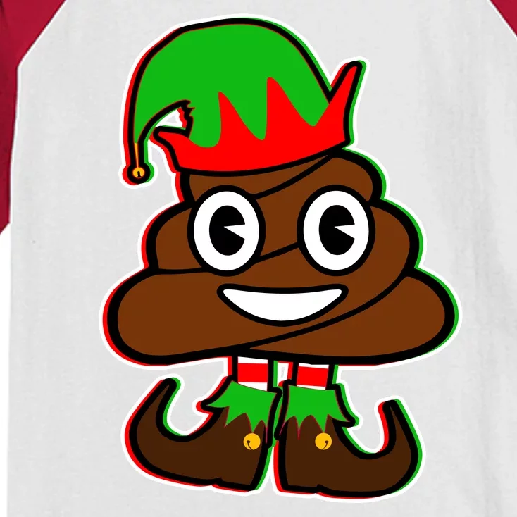 Christmas Elf Poop Emoji Kids Colorblock Raglan Jersey