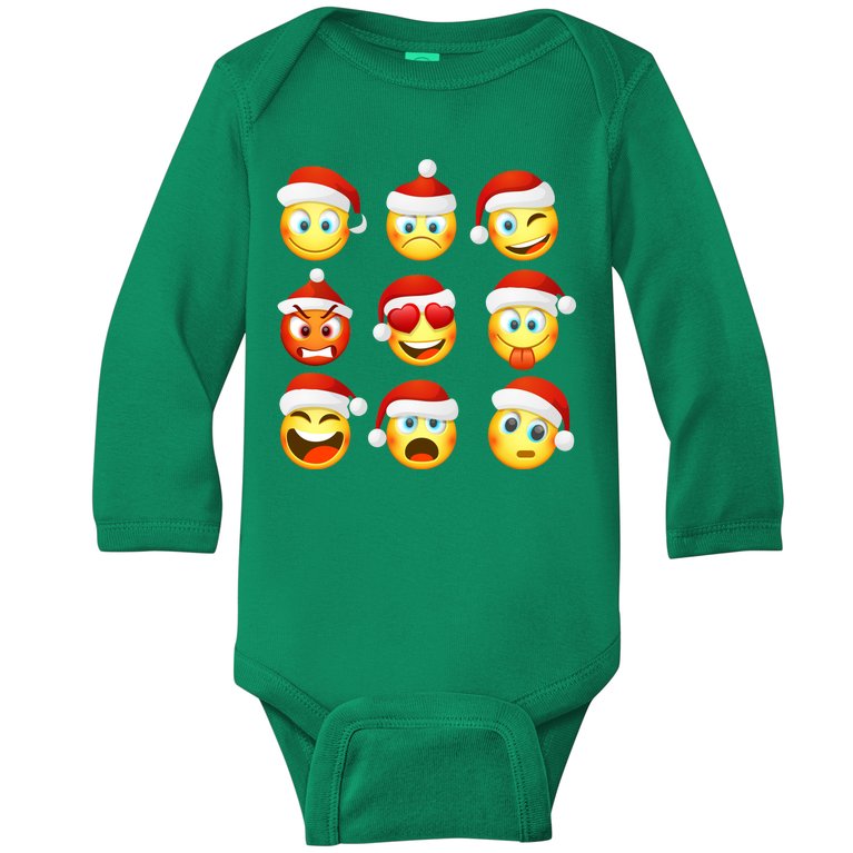 Christmas Emoji's Smiley Baby Long Sleeve Bodysuit