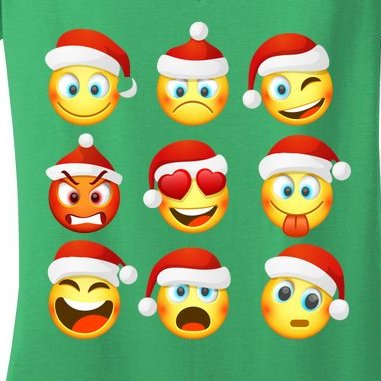 Christmas Emoji's Smiley Women's V-Neck T-Shirt