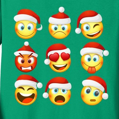 Christmas Emoji's Smiley Kids Long Sleeve Shirt