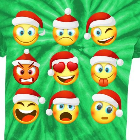 Christmas Emoji's Smiley Kids Tie-Dye T-Shirt