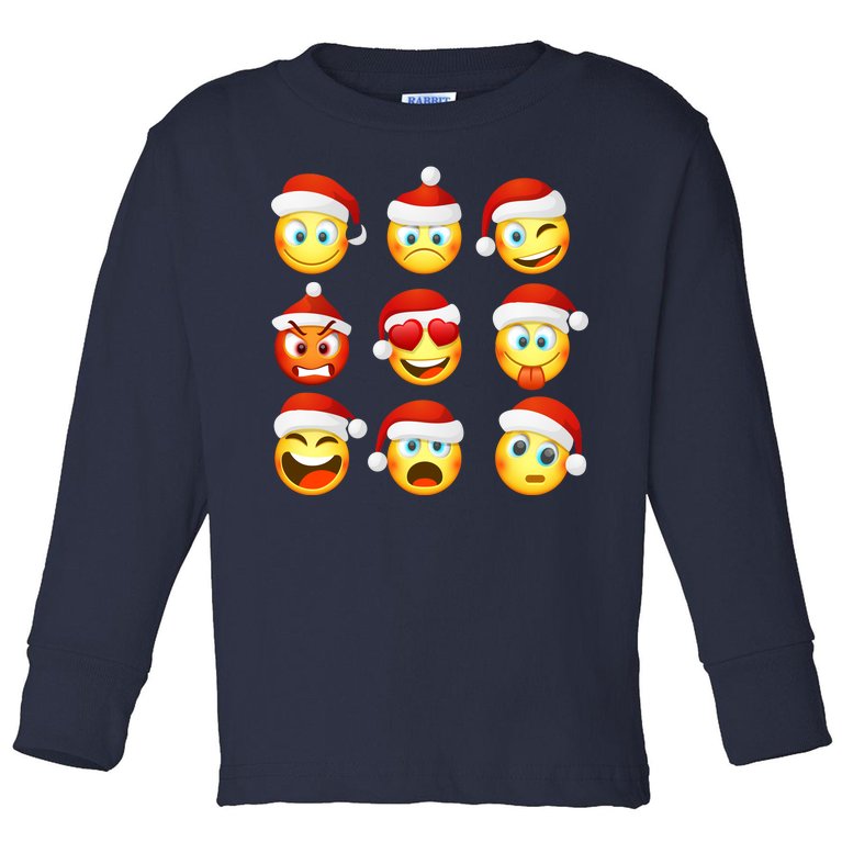 Christmas Emoji's Smiley Toddler Long Sleeve Shirt