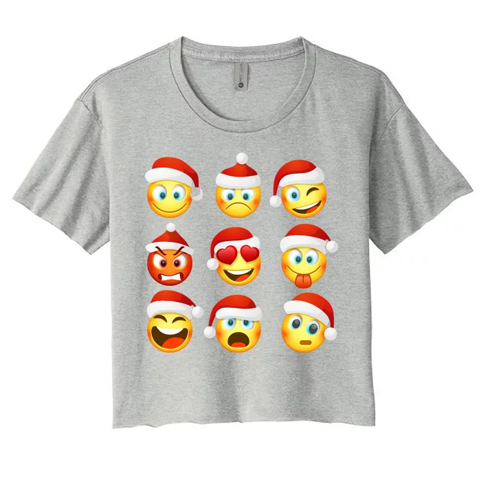 Christmas Emoji's Smiley Women's Crop Top Tee