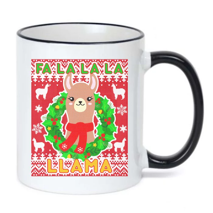 Christmas Fa La La La Llama Ugly Sweater Black Color Changing Mug