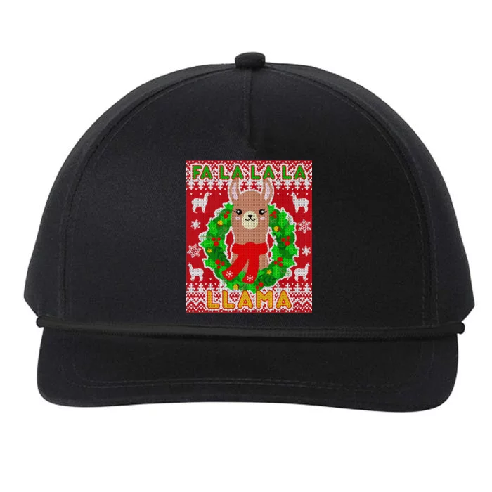 Christmas Fa La La La Llama Ugly Sweater Snapback Five-Panel Rope Hat