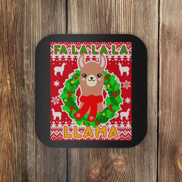 Christmas Fa La La La Llama Ugly Sweater Coaster