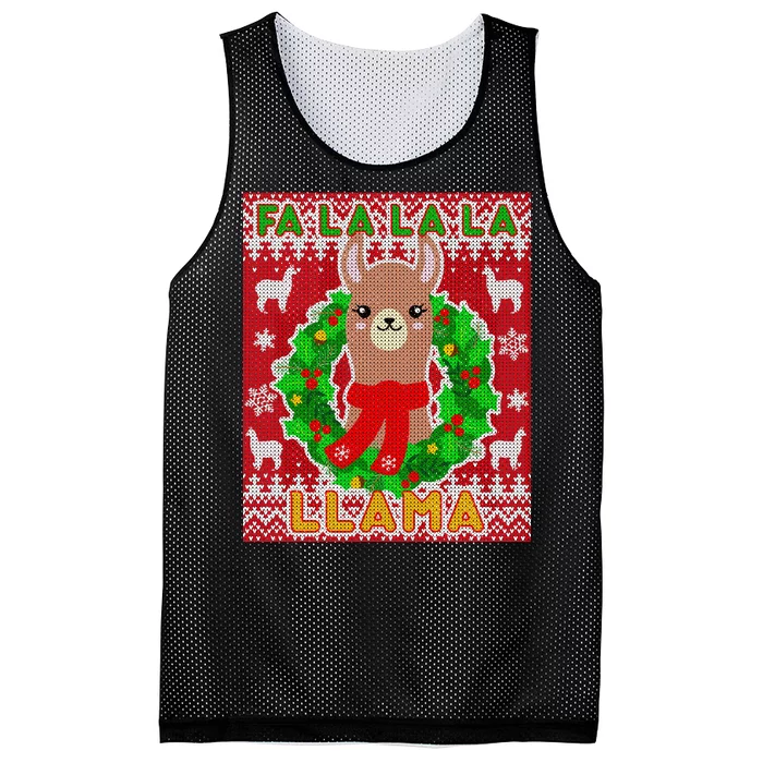 Christmas Fa La La La Llama Ugly Sweater Mesh Reversible Basketball Jersey Tank