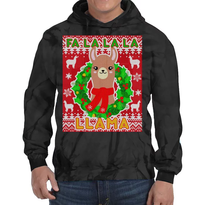 Christmas Fa La La La Llama Ugly Sweater Tie Dye Hoodie