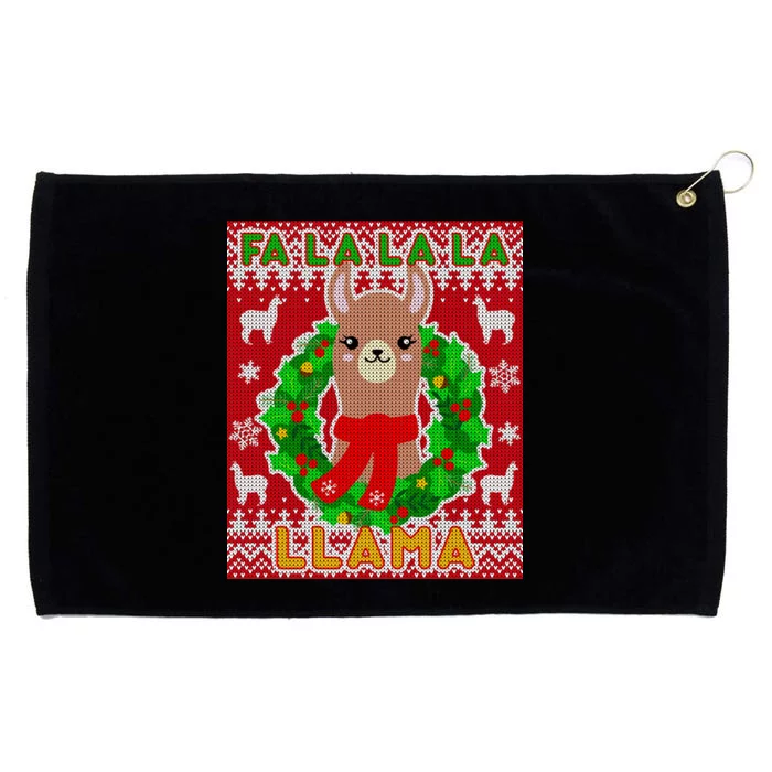 Christmas Fa La La La Llama Ugly Sweater Grommeted Golf Towel