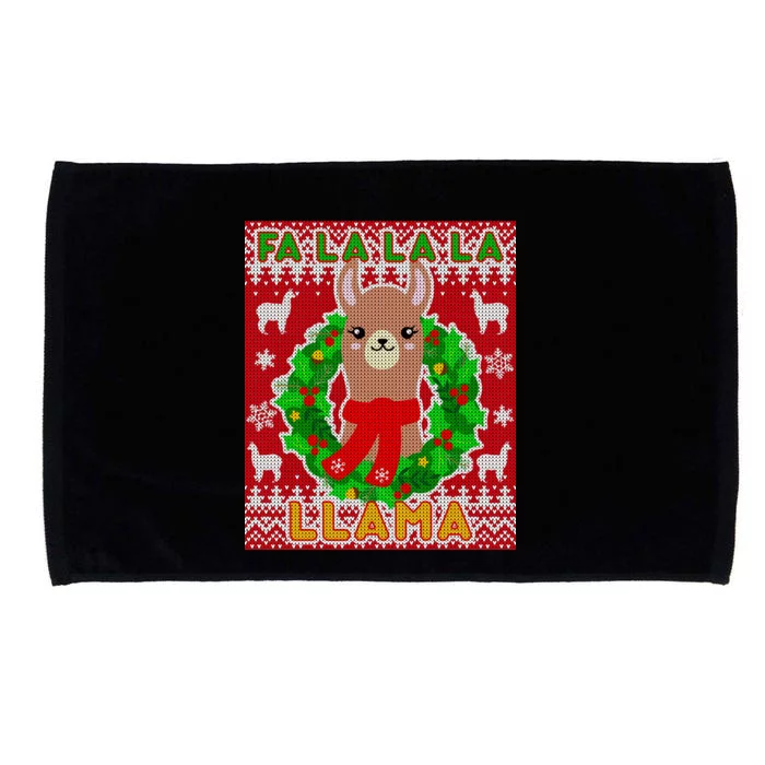 Christmas Fa La La La Llama Ugly Sweater Microfiber Hand Towel