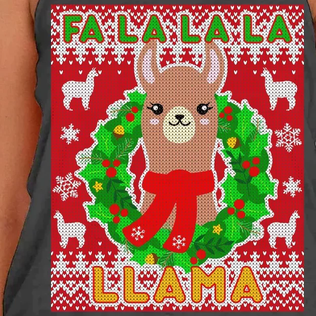 Christmas Fa La La La Llama Ugly Sweater Women's Knotted Racerback Tank