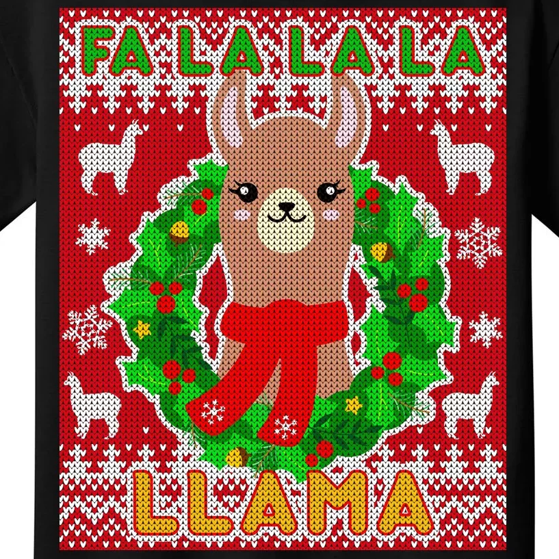 Christmas Fa La La La Llama Ugly Sweater Kids T-Shirt