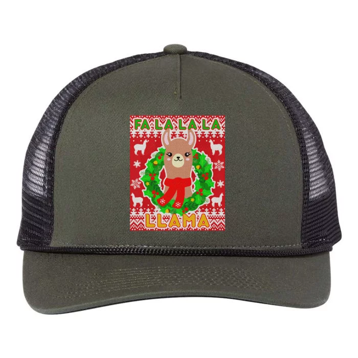 Christmas Fa La La La Llama Ugly Sweater Retro Rope Trucker Hat Cap