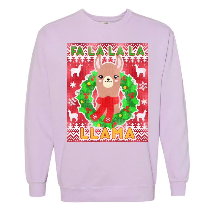 Christmas Fa La La La Llama Ugly Sweater Garment-Dyed Sweatshirt