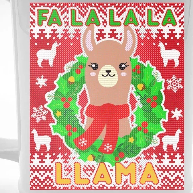 Christmas Fa La La La Llama Ugly Sweater Front & Back Beer Stein