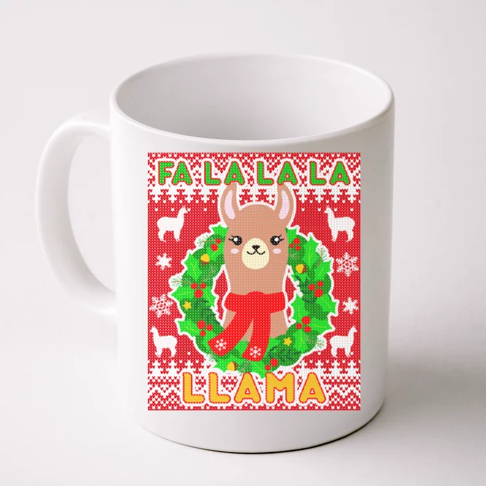 Christmas Fa La La La Llama Ugly Sweater Front & Back Coffee Mug