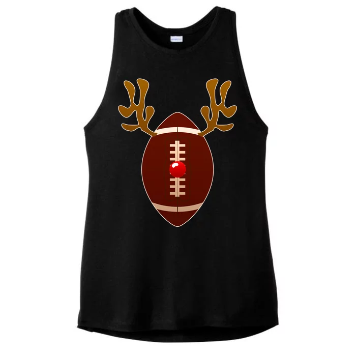 Christmas Football Reindeer Ladies Tri-Blend Wicking Tank