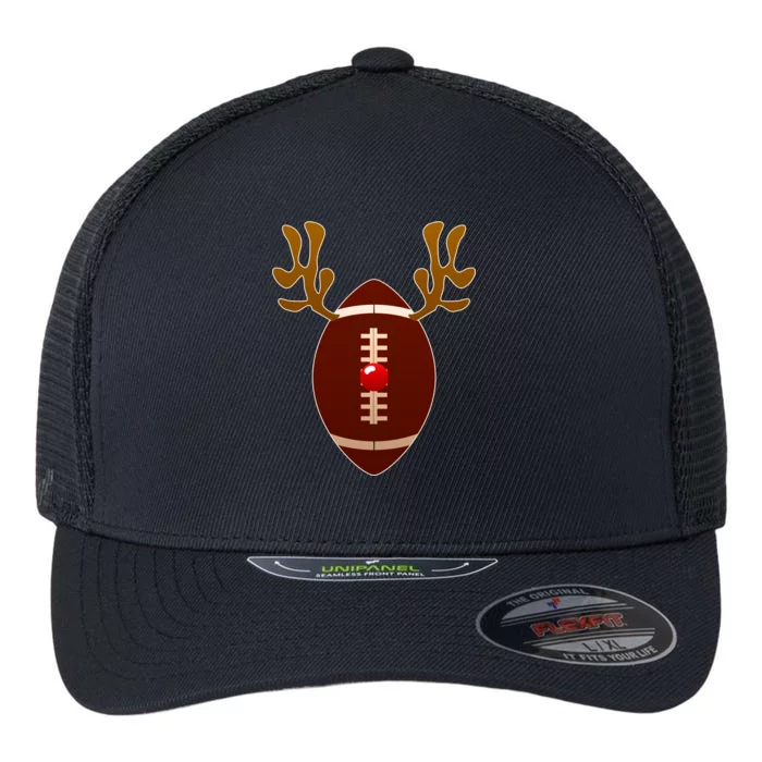 Christmas Football Reindeer Flexfit Unipanel Trucker Cap