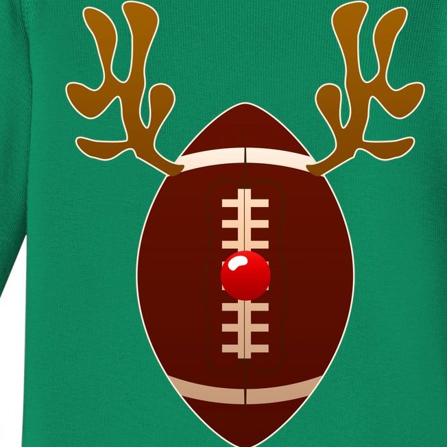 Christmas Football Reindeer Baby Long Sleeve Bodysuit