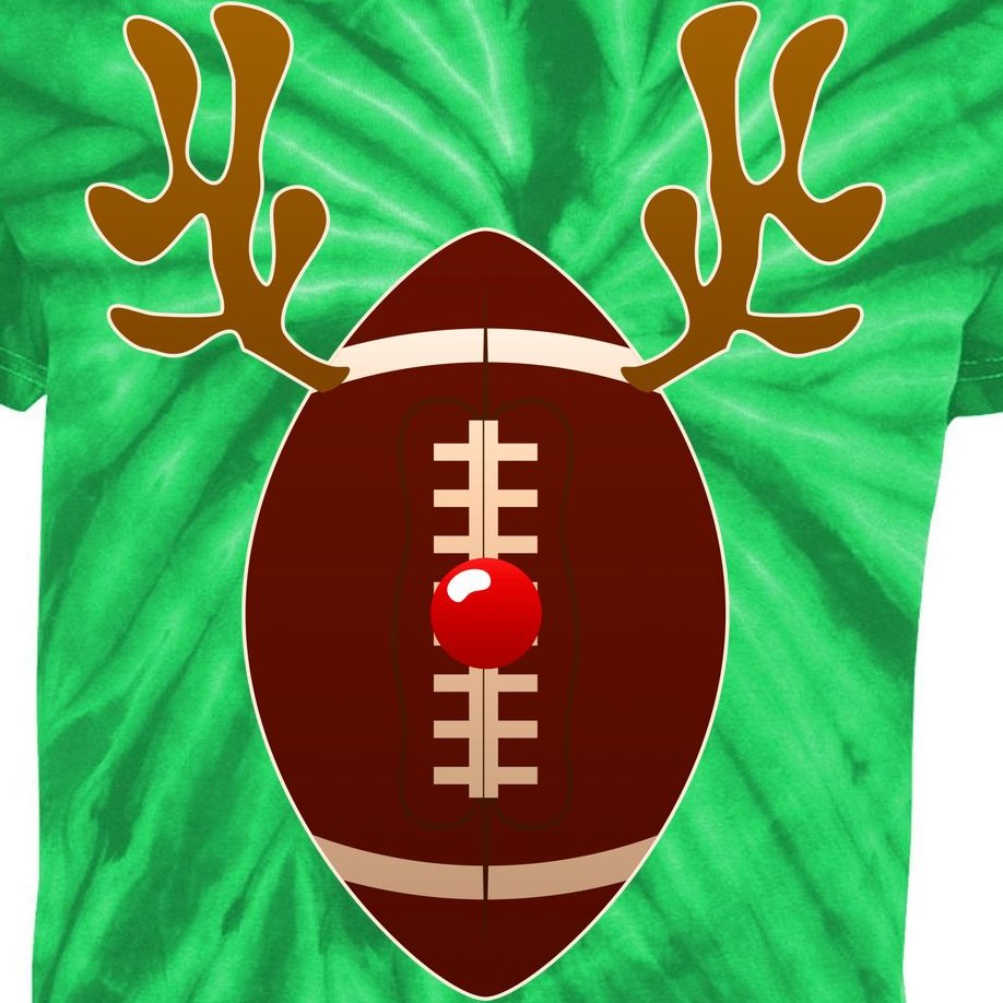 Christmas Football Reindeer Kids Tie-Dye T-Shirt