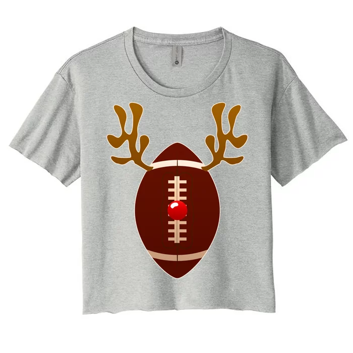 Christmas Football Reindeer Women's Crop Top Tee