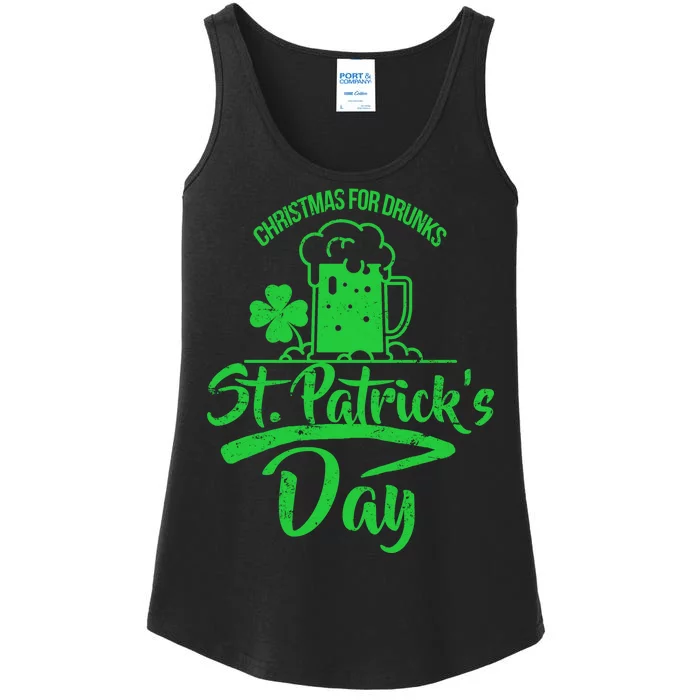 Christmas For Drunks St. Patrick's Day Ladies Essential Tank