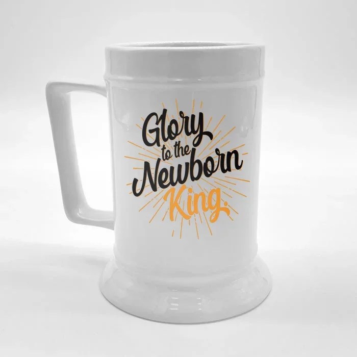 Christmas Glory To The Newborn King Front & Back Beer Stein