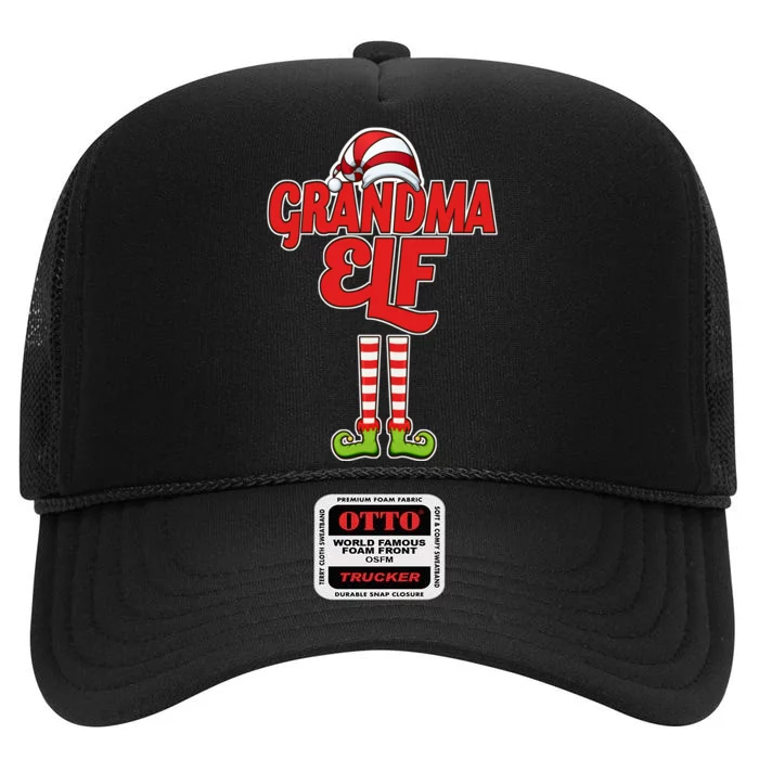 Christmas Grandma Elf High Crown Mesh Trucker Hat