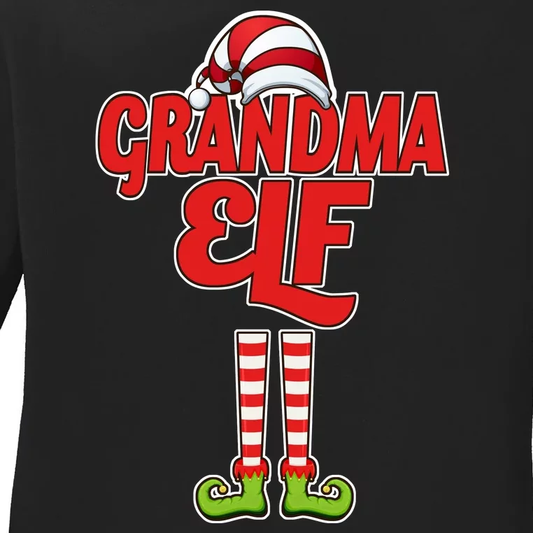 Christmas Grandma Elf Ladies Long Sleeve Shirt