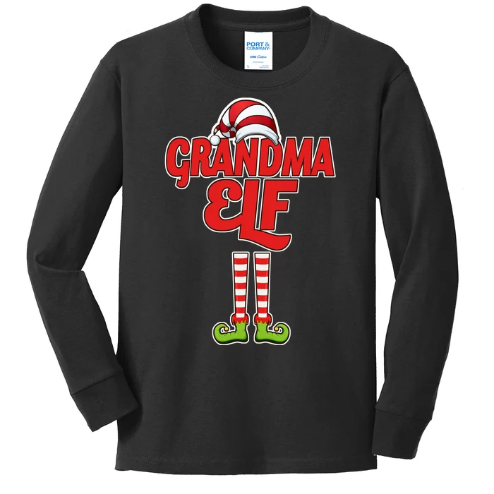 Christmas Grandma Elf Kids Long Sleeve Shirt