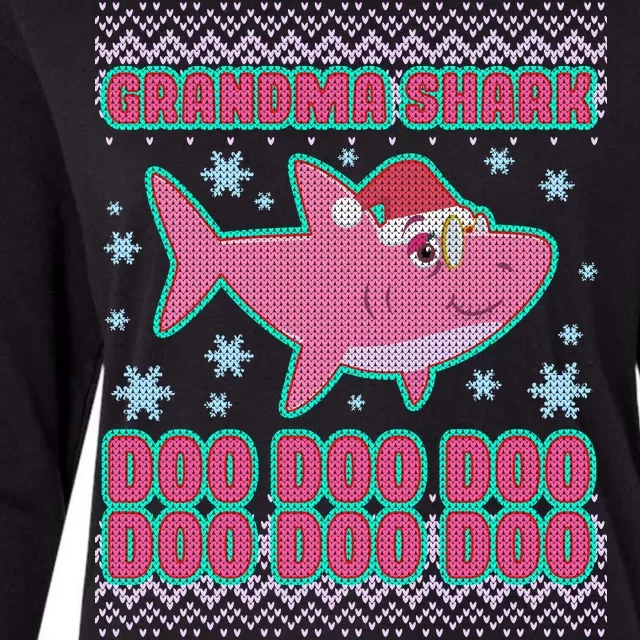 Christmas Grandma Shark Doo Doo Doo Womens Cotton Relaxed Long Sleeve T-Shirt