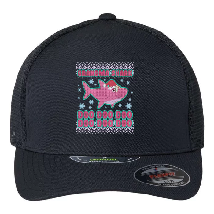 Christmas Grandma Shark Doo Doo Doo Flexfit Unipanel Trucker Cap