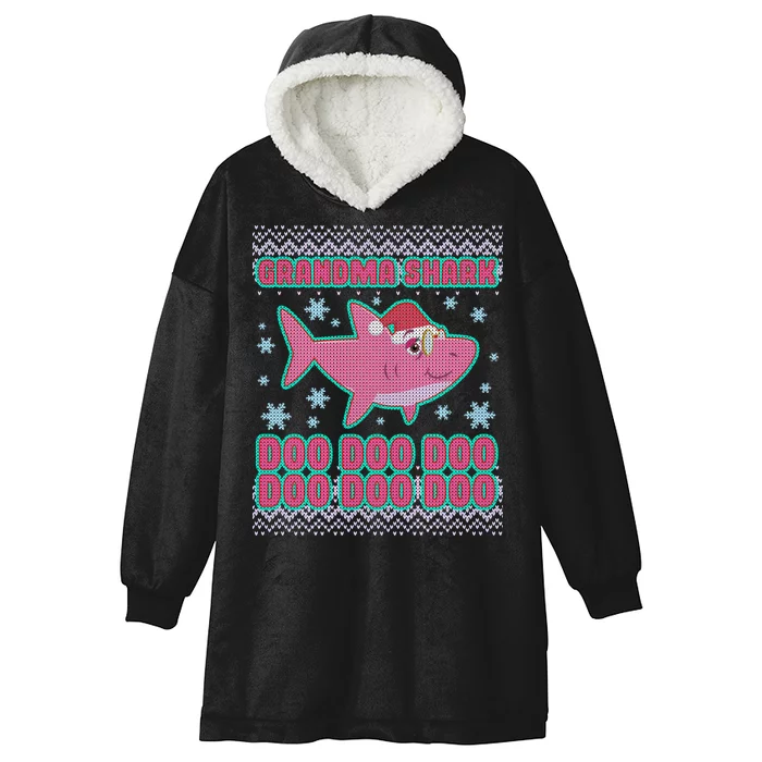 Christmas Grandma Shark Doo Doo Doo Hooded Wearable Blanket