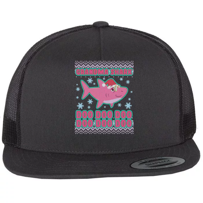 Christmas Grandma Shark Doo Doo Doo Flat Bill Trucker Hat