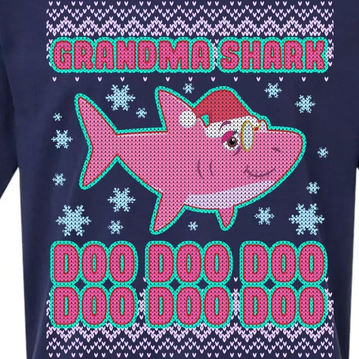 Christmas Grandma Shark Doo Doo Doo Sueded Cloud Jersey T-Shirt