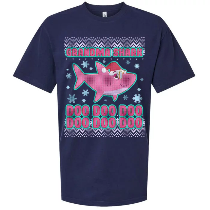 Christmas Grandma Shark Doo Doo Doo Sueded Cloud Jersey T-Shirt