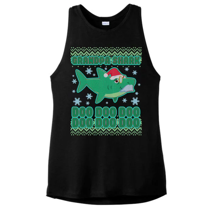 Christmas Grandpa Shark Doo Doo Doo Ladies Tri-Blend Wicking Tank