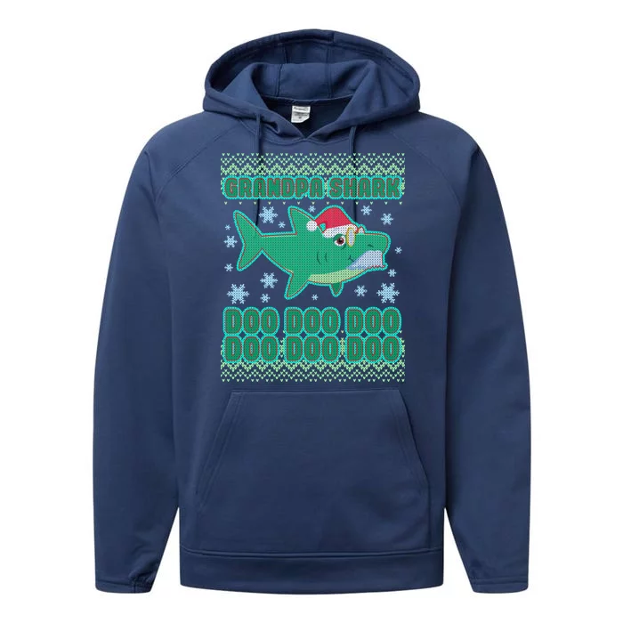 Christmas Grandpa Shark Doo Doo Doo Performance Fleece Hoodie