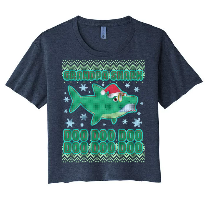 Christmas Grandpa Shark Doo Doo Doo Women's Crop Top Tee