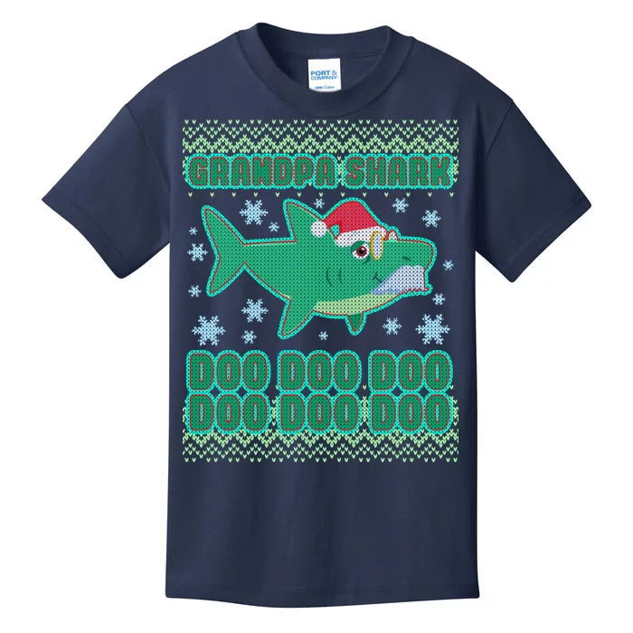 Christmas Grandpa Shark Doo Doo Doo Kids T-Shirt