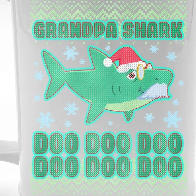 Christmas Grandpa Shark Doo Doo Doo Front & Back Beer Stein