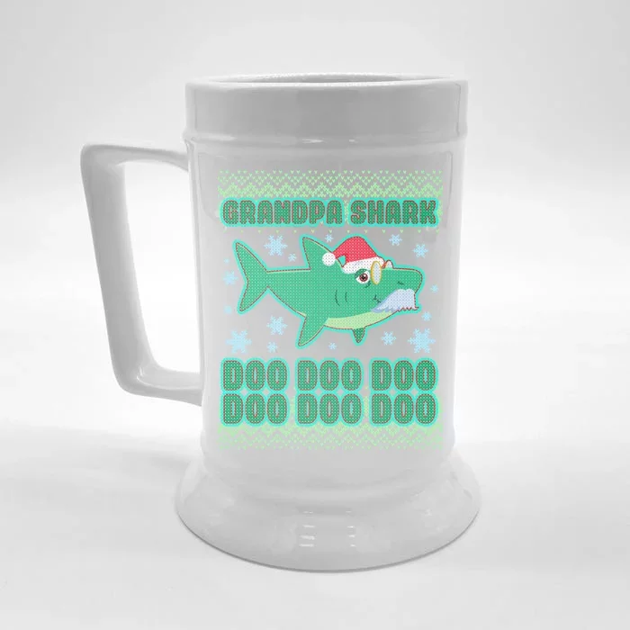 Christmas Grandpa Shark Doo Doo Doo Front & Back Beer Stein