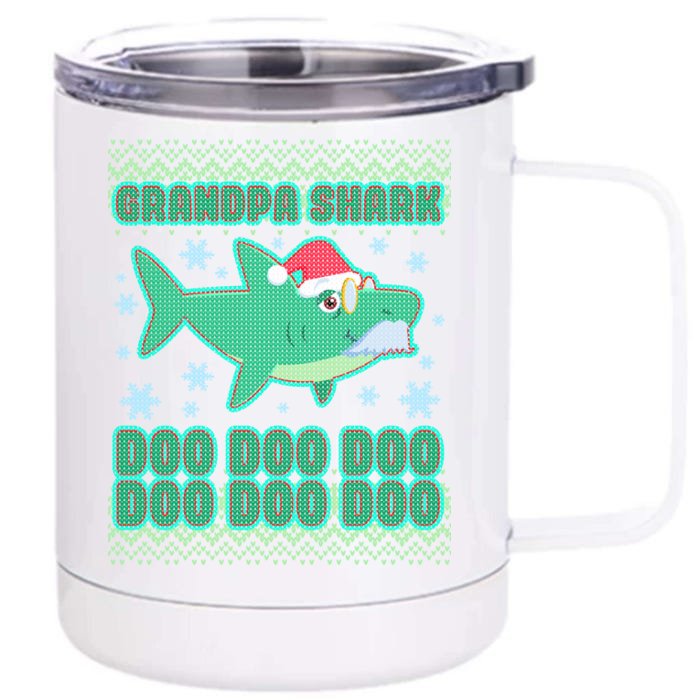 Christmas Grandpa Shark Doo Doo Doo Front & Back 12oz Stainless Steel Tumbler Cup