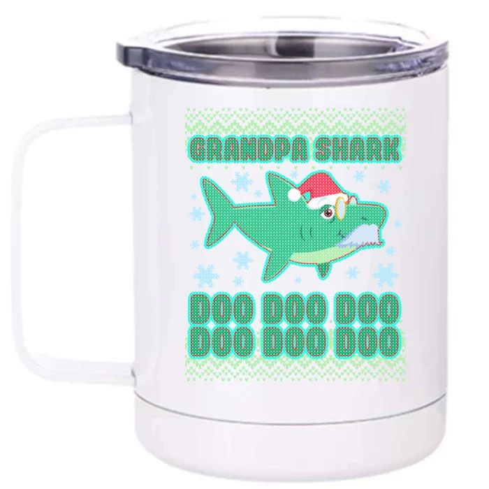 Christmas Grandpa Shark Doo Doo Doo Front & Back 12oz Stainless Steel Tumbler Cup