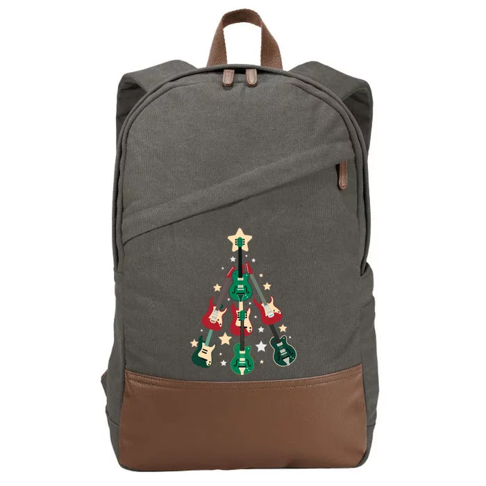 Christmas Guitar Tree Cotton Canvas Backpack